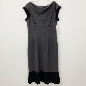 NWT Stop Staring! Grey Black Rockabilly Dress Size XL Pleated Trim Draped Neck